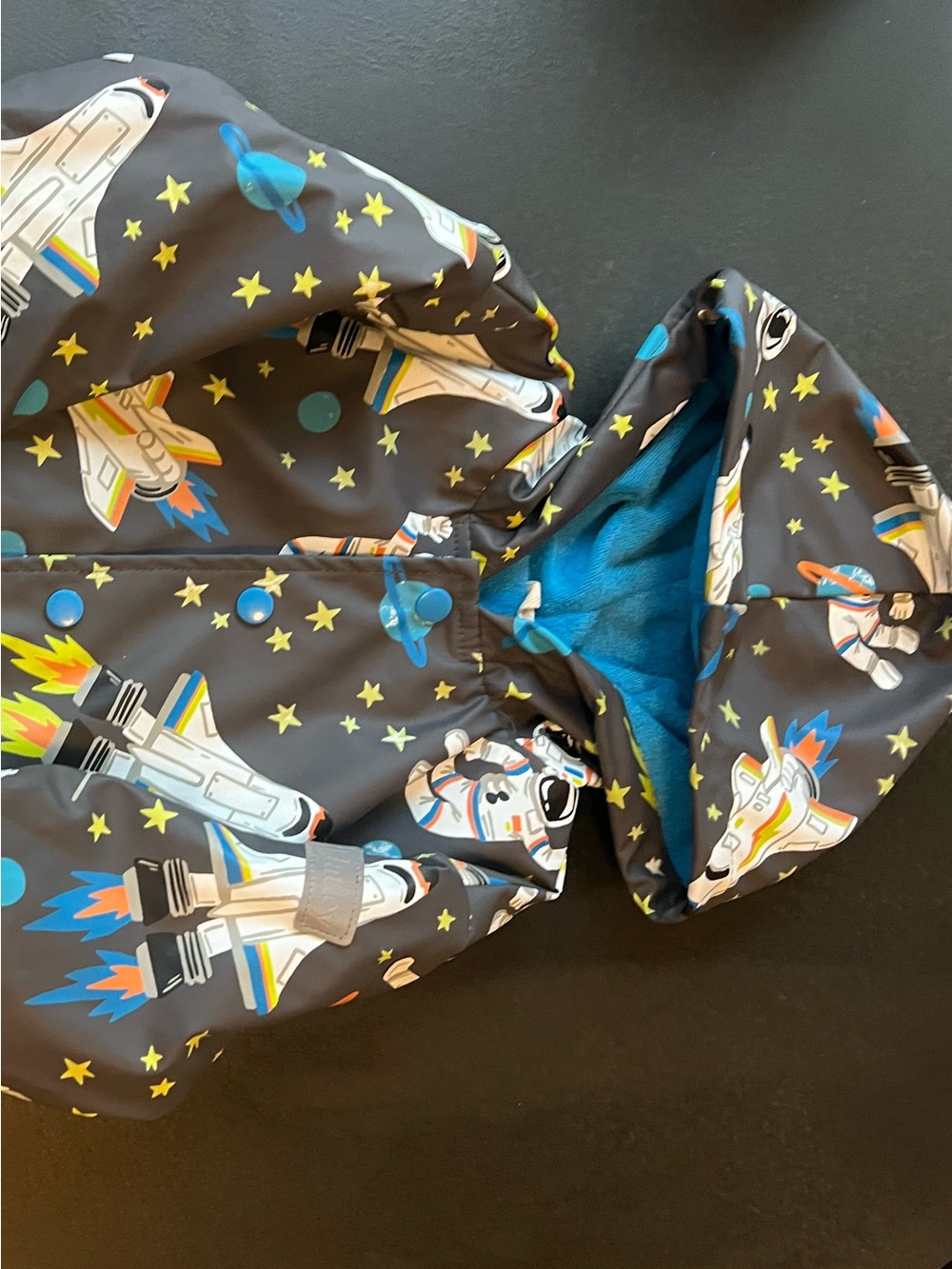 Hatley Kids Spaceship/Astronauts - Gray with Blue & Yellow, Size 3
